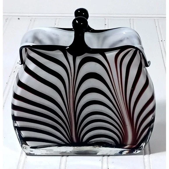 Rare Murano Optical Illusion MCM Vtg Handbag  Purse Art Glass Vase Planter 1960s - Picture 3 of 10